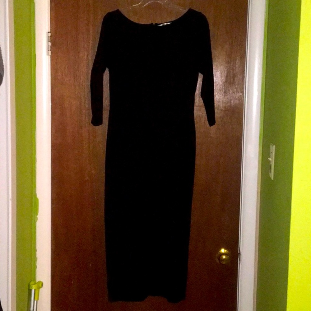 Black Boat-neck Form-fit Cotton Ponte Dress Sz 12